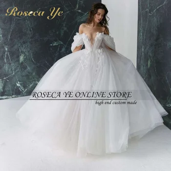Roseca Jūs Seksualus Boho Vestuvių Suknelės, Gėlių Padalinta Pusėje Vestuvių Suknelės Derliaus Paplūdimio Nuotakos Suknelė Vestido de Noiva 2022