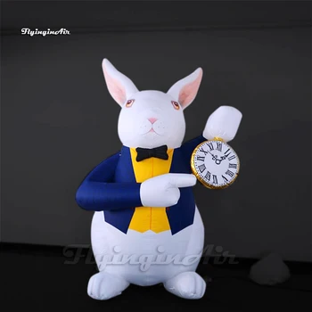 Individualų Reklamos Pripučiami Velykų Kiškis, turintis Laikrodis 3m Gyvūnų Talismanas Susprogdinti Laikina Triušis Balioną Už Renginį