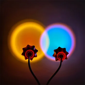 USB Veikė Saulėlydžio Kūrybos Naktį Šviesos Mini Spalvinga Vaivorykštė Projektoriaus Lempa Nešiojamų Saugių Namų Dekoracija Gimtadienio,Šaliai