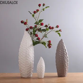 Paprasta Šiaurės šalių keramikos vaza mados patalpų TV kabineto stalo apdailos gėlių kambarį gėlių kompozicijų papuošalai DXUIALOI