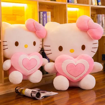 Sveiki KT pliušinis žaislas, lėlė mielas širdies hugging katė lėlės didelių super cute rožinė kačiukas pagalvę Dovanų Mergina