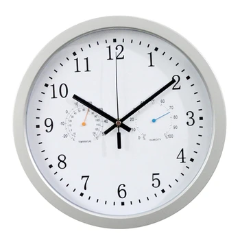 12Inch Laikrodis Automatinis Laiko Koregavimas Nuskaitymas Radijo Kontroliuojamas Laikrodis Temperatūra Drėgmėmačiu Sieninis Laikrodis Ramioje Dizainas