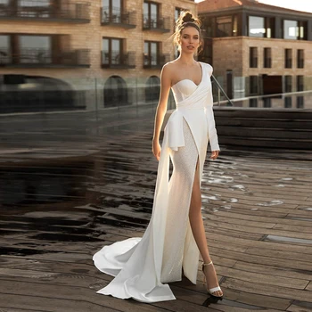 Kuklus China Vestuvių Suknelė Nesimetriškas Unikalus Nuotakos Suknelė Vienos Pečių Valyti Traukinio Paplūdimio Vestido De Novia 2022 M. Vasaros, Nauja