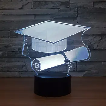 Doctorial Skrybėlę Modelis 7 Spalvų LED Lempos 3D Naktį Šviesos Remote Touch Usb Lentelė Lampara Lempos Kūdikis Miega Atmosfera lempa-Geriausia Dovana