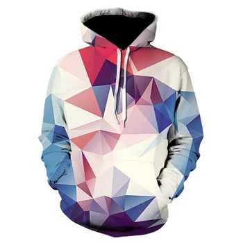 Užsienio prekybos naujas spalvingas spalvų abstrakčios linijų splash rašalo 3D skaitmeninis spausdinimas rhombus vyrų hoodie džemperis