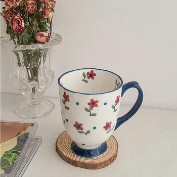 Paprastas Mielas Gėlių Puodelis Keramikos, Porceliano Puodeliai, Kavos Puodeliai Karšto Gėrimo Puodelis Geriamieji Tazas Kavinė Fincan Virtuvės Drinkware