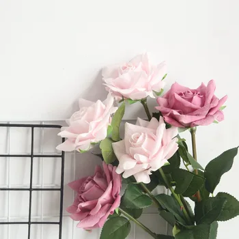 12cm Dekoro Rose Dirbtinės Gėlės Šilko Gėlės, Gėlių Latekso Nekilnojamojo Touch Rose Vestuvių rožių Puokštė Namuose Šalis, dirbtinės Gėlės
