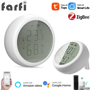 Tuya ZigBee Smart Home Temperatūros Ir Drėgmės Jutiklis Stebėjimas Realiu laiku Su LED Ekranas, Veikia Su Alexa, Google 