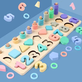 Vaikams, Žaislai, Mediniai Valdybos Mokymo Priemonių Skaičius Atitikimo Puzzle Ikimokyklinio Geometrijos Skaitmeninis Švietimo Žaislas Dovana