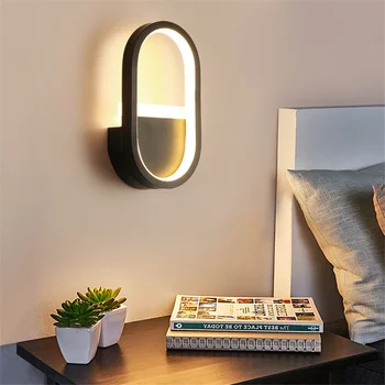 Vidaus LED Sienų apšvietimo Aliuminio Ovalo Formos Akrilo Naktiniai Sienos Lempos Modernus Apšvietimas, Miegamojo, Prieškambario Kambarį Laiptai