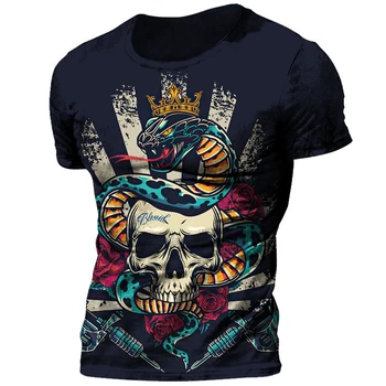 siaubo kaukolė streetwear vyrų 3d atspausdintas marškinėliai vyrams vasaros streetwear hip-hop ' o kaklo trumpomis rankovėmis berserk 6XL