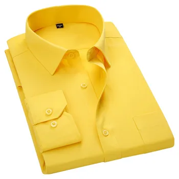 Mygtuką Žemyn Marškiniai Vyrams, Verslo Atsitiktinis Marškinėliai Long Rankovėmis Vyrų Vientisos Spalvos Suknelė Marškinėliai Raudona Geltona Slim Fit Chemise Homme Camisa