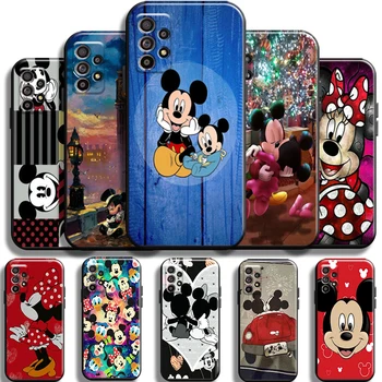 Disney Mickey Minnie Mouse Telefono dėklas Samsung Galaxy A52 4G A52 5G Coque Skysčio Silicio Funda TPU Atvejais, Juoda Atgal