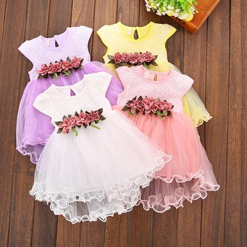 Multi-stilius Super Cute Kūdikių Mergaičių Vasaros Gėlių Suknelė Princesė Šalies Tiulio Gėlių Suknelės 0-3Y Drabužiai Mergaitėms Atsitiktinis Suknelės
