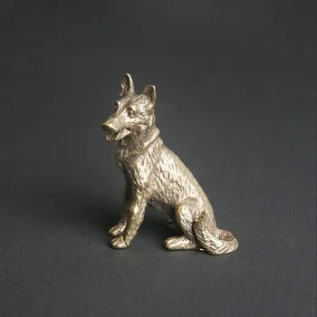 Antikvariniai Gryno Žalvario Aviganis Darbalaukio Ornamentu Zodiako Šuo Prespapjė Arbatos Pet Ornamentu