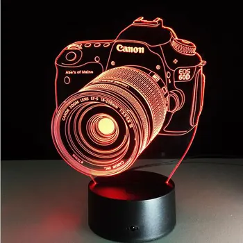Naujiena 3D Pramogų kamera iliuzija, LED Lempos, USB Lentelė RGB Šviesos Naktį, Šviesos, Romantiškas Lovos Apdailos lempos luminaria