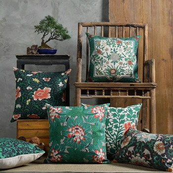 45x45/30x50cm Kinijos retro žalia gėlė užvalkalas medvilnės skalbiniai pagalvėlė padengti sofa-dekoratyvinis mesti pagalvės užvalkalą