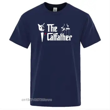 Į Catfather Katė Spausdinimo Vyrų Tees Marškinėliai Crewneck Prekės Rūbai Atsitiktinis Negabaritinių Marškinėliai Vyrų Mados T-Shirt