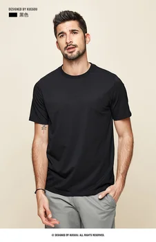 J9556 Patogus modalinio ir medvilnės trumpomis rankovėmis t-shirt vyriški slim fit vientisos spalvos apvalios kaklo, elastinga, žemiausią marškinėliai