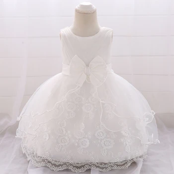 2022 Balta Baby Girl Dress 1-asis Gimtadienis Suknelė Mergina Drabužiai, Vaikų Drabužiai, Krikštynų Princess Tutu Suknelės, Vakariniai Drabužiai