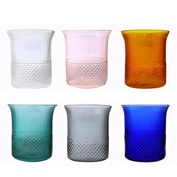 290ml Skaidraus Stiklo Aukštai Temperatūrai Atsparus Pinstripe Taurės Japonijos Stiklo Kavos Puodelio Vandens Puodeliai Puodeliai Drinkware 6 spalvų