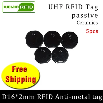 UHF RFID metalo žymeklį 915mhz 868mhz Svetimų Higgs3 EPK 5vnt nemokamas pristatymas D16mm*2mm mažos apvalios Keramikos smart pasyvus RFID