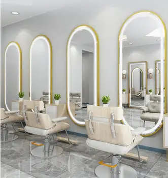 Kirpykla, veidrodis salonas veidrodis salonas specialios LED šviesos net raudonos sienos montuojamas paprastas Europos kirpimas veidrodis
