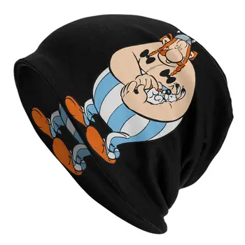 Obelix Ir Dogmatix Asteriksas Skullies Beanies Skrybėlės Anime ir Animacinių filmų Goth Vyrų, Moterų, Lauko Dangtelis Šiltas Dual-naudoti variklio Dangčio Mezgimo Skrybėlės
