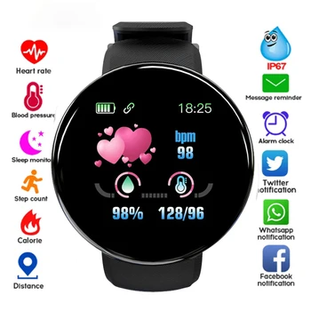 Naujas Smart Watch Vyrai Moterys Smart LED Apyrankė D18 Smartwatch Vandeniui Smart Touch Screen Apyrankę Smartband 2022 Inteligente