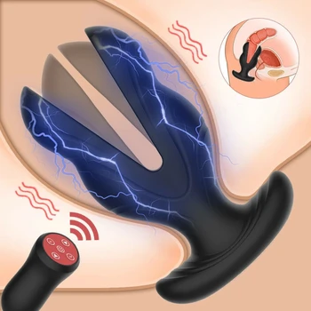 Elektros Šoko Analinis Plėtra Vibratorius Belaidžio Nuotolinio Valdymo Vibracija Butt Plug Vyrų Prostatos Massager Klitorio Ir G-Spot Sekso Žaislas