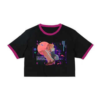 Harajuku Atsitiktinis Punk Streetwear Frauen Marškinėliai drabužių marškinėlius viršuje pankų drabužių medvilnės derliaus drabužiai, Japonijos Anime Prarasti T-shirt