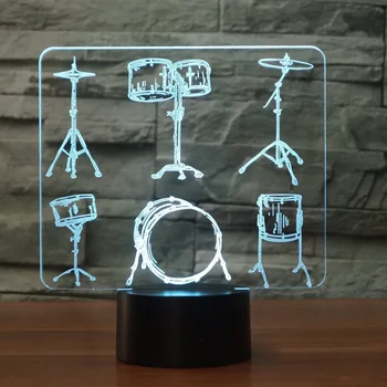 Saulašarė 3D LED Lempos, 7 Spalvų Keitimas Remote Touch Perjungti USB 3D Akrilo Naktį Šviesos žibintai Muzikos Instrumentai Atmosfera lempos