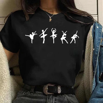 Šokiai Mergina Atspausdinta Marškinėliai Naujas Moterų Black Marškinėliai Ponios Atsitiktinis Mielas Grafinis Tee Viršūnes Moterų Moteris, Vasarą T-shirt T307