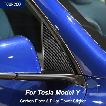 Už Tesla Model Y 2021 2022 Išoriniai Priedai Anglies Pluošto Ramstis Apsaugos Dekoro Lipdukai