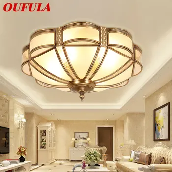 OUFULA Modernios LED Žalvario Lubų Lempa Derliaus Kūrybos Prabangūs Šviestuvai Šviesos Dekoro Namų Gyvenamasis Kambarys Miegamasis