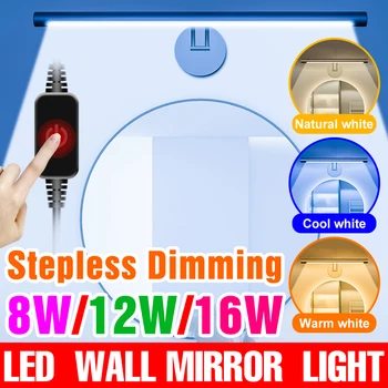 USB Vonios Veidrodis Lempos LED Tuštybės Šviesos tualetinis staliukas, Sienos Lempos Touch Tamsos LED Veidrodis šviečia Miegamasis Kambarys Dekoratyvinis