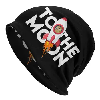 Į Mėnulį Dogecoin Variklio Dangčio Skrybėlę, Mezgimo Skrybėlės Hip-Hop Street Skullies Beanies Skrybėlę Bitcoin Hodl Unisex Pavasario Šiltas Galvos Wrap Kepurės