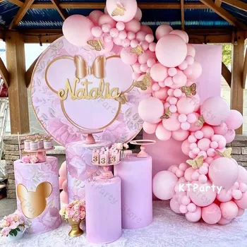 152pcs Macaron Baby Pink Balionų Girliandą Arch Vestuvių Dekoravimas 3D Drugelis Ballon Globos Baby Shower Gimtadienio Dekoras