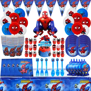 Žmogus-voras Dekoracijos 3D Ballooons Super Herojus Vienkartiniai Indai, servizas Plokštės Vaikams Berniukams Gimtadienio Prekes