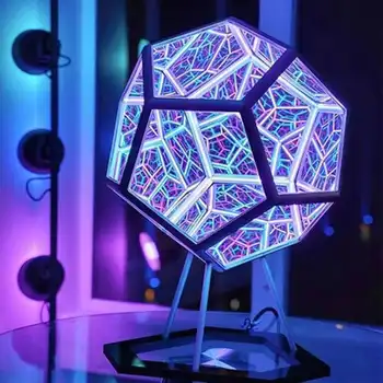 Creative Cool LED Naktį, Šviesos, Begalinio Dodecahedron Spalvos Body Art Lempa USB Gyvenimo Kambario, Miegamasis Apdailos Atmosfera Stalo Lempa