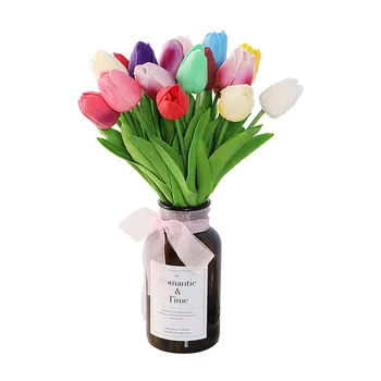 35cm Tulpių Dirbtinių Gėlių Nekilnojamojo Touch Dirbtinių Puokščių PU Netikrą Gėlių, Vestuvių Namų Puošybai 10vnt