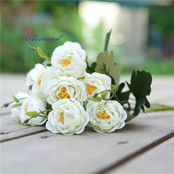 6pcs Dirbtinio Šilko Gėlių mažas puokštės Šilko Camellia Gėlių Krūmas namų dekoro šalis, vestuvių dekoravimas santuokos šalies prekių