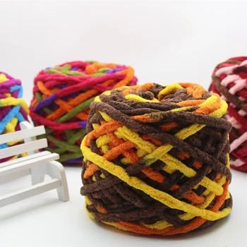 Hilas de chenilla mezclado para tejer a mano, colorante colorido para bufanda, gorro de ganchillo, hilas de lana gruesa