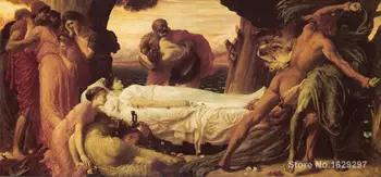 Meno Tapybos Frederic Leighton Hercules Imtynių su Mirties Kūno Alcestis Aukštos Kokybės Rankų dažytos