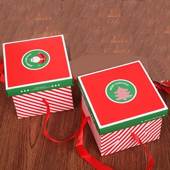 Raudona Balta Juostele Dovanų Dėžutėje Linksmų Kalėdų Nešiojamų Saldainių Dėžutė Amatų Paketo Lankstymo Amatų Slapukas Popieriaus Langelį Mielas Paketą Šalies Fa