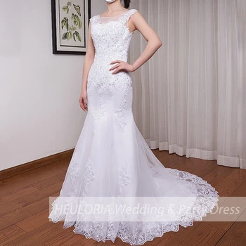 Undinė Vestuvių Suknelė be rankovių o kaklo nėrinių nuotakos suknelė balta vestuvinė suknelė nėrinių santuokos užsakymą