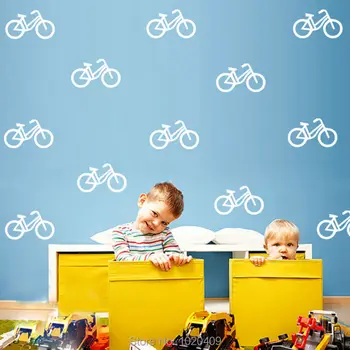 Mini bike sienų lipdukai vaikams kambariai Cartoon stiliaus mielas Dviračių PVC tapetai, vaikų kambarys, namų dekoro LV071