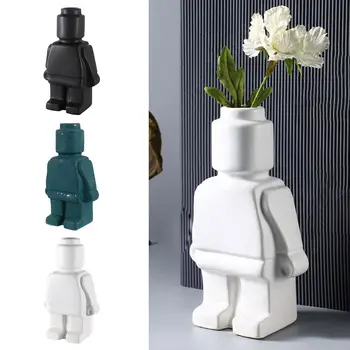 Priedai Darbalaukio Kambarį Namo Apdaila Abstraktaus Šiuolaikinio Puošyba, Gėlių Vaza Keramika Robotas Statula