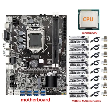 8 GPU B75 Kasybos Plokštė+CPU+8X VER012 MAX Riser Card 8 USB3.0 PCIE 1X Lizdą, LGA1155 DDR3 SATA3.0 BTC/ETH