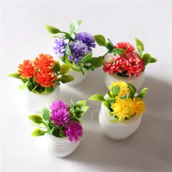 Miniatiūriniai Lėlių Žaliųjų Augalų Puodą Mini Plastiko Modeliavimas Gėlių Vazonai, Modelį, Namų Dekoro Lėlės Namas Priedai